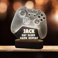 Gamer Geschenk, 3D-Nachtlicht, Eat Sleep Game-Wiederholungszeichen, Personalisiertes Nachtlicht Für Jungen von HappyWeddingArt