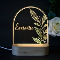 Personalisierte Mädchen Nachtlicht, Name Baby Kinderzimmer Lampe, Nachtlampe Mit Blume von HappyWeddingArt