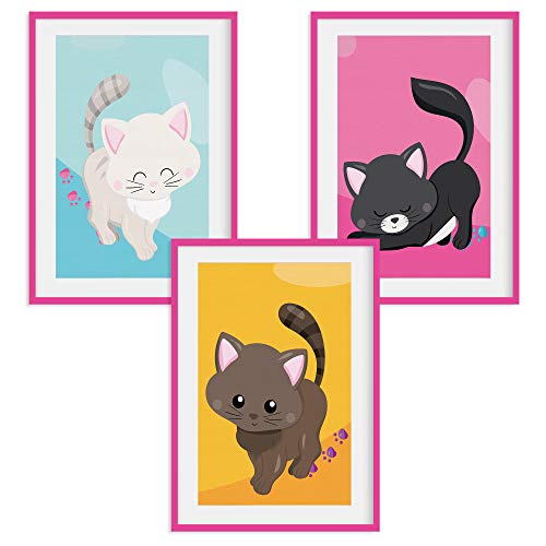 HappyWords® 3er Bilder Set - DIN A4 ohne Bilderrahmen | Bilder für Kinderzimmer & Bilder Babyzimmer | Junge Mädchen Baby | Kinder-Poster | Tiere Kinderbilder Kinderzimmer | 3er Set Katzenbabys 2" #25 von HappyWords