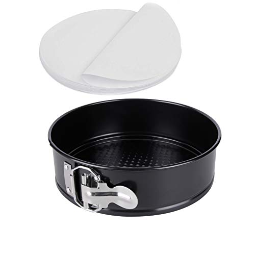 9 Inch Springform pan, Happybase Non-Stick Cheesecake Pan with Removable Bottom/Leakproof Cake Pan Bakeware with 50 Pcs Parchment Paper Liners von Happybase