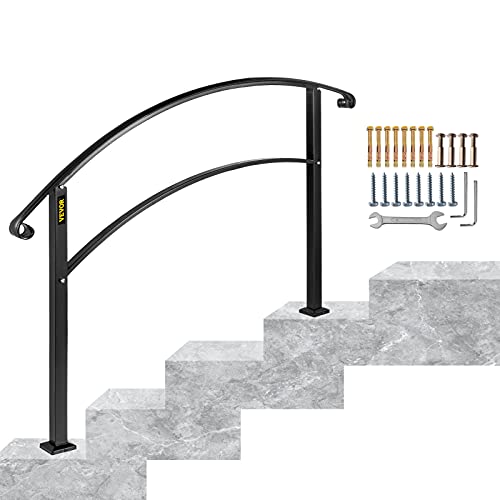 Happybuy 4-stufiger verstellbarer Handlauf passt 1 oder 4 Stufen Mattschwarze Treppenschiene schmiedeeiserner Handlauf mit Installationskit Handläufe für Außenstufen Happybuy 4-stufiger verstellbarer Handlauf passt 1 oder 4 Stufen Mattschwarze Treppenschiene schmiedeeiserner Handlauf mit Installationskit Handläufe für Außenstufen von Happybuy