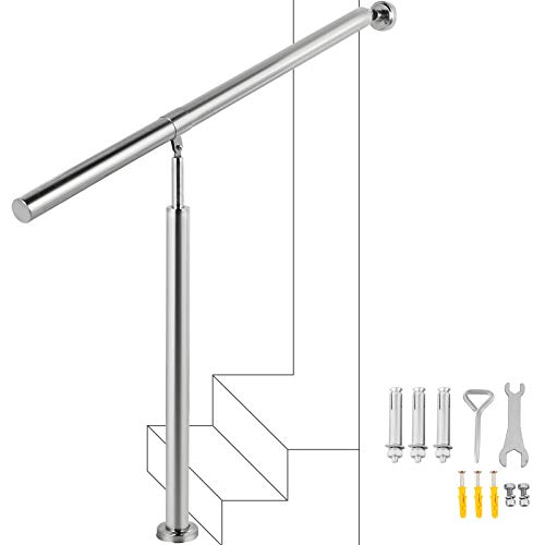 Happybuy Außentreppengeländer Treppengeländer Edelstahlgeländer 80x90cm Wand Treppengeländer Edelstahl Handlauf Geländer Ein Schritt, Step Handrail, 0 von Happybuy