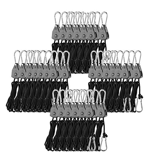 Happybuy Grow Light Rope 12Pair, Heavy Duty Adjustable Rope Clip Hanger 1/8 Zoll, 6-Fuß lang, Adjustable Rope Ratchet Hangers 150 Lbs, Jedes Paar mit Grow Light, Schwarz von Happybuy