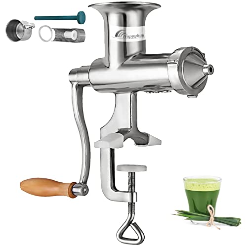 Happybuy Manuelle Entsafter Weizengras Saftpresse Squeezer Obst Gemüse Entsafter 304 Edelstahl für Weizengras und Blattgemüse Edelstahl 3 Filter Ohne Strom, Silber von VEVOR