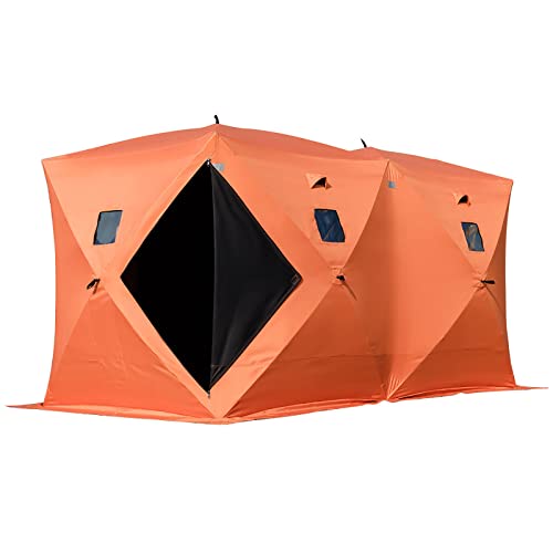 Happybuy Outdoor Camping Zelt 360 x 180 x 205 cm Ice Fish Shelter 11,8 x 5,9 x 6,7 Fuß, Ice Fish Shelter 300D Oxford-Gewebe, Eisfischen Zelt PVC Geeignet für Nachtfischen Winterfischen und Cam von Happybuy