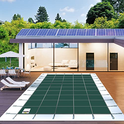 Happybuy Pool Sicherheitsabdeckung 16x40 ft, Unterirdische Poolabdeckung Passend für PP-Material, Rechteck Untergrund Sicherheitspoolabdeckung Grün, Mesh Solid Pool Sicherheitsabdeckung von Happybuy