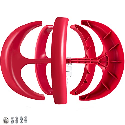 Happybuy Wind Turbine 400W 12V Wind Turbine Generator Red Lantern Vertical Wind Generator 5 Leaves Wind Turbine Kit with Controller No Pole (400W 12V, Red), Rot von Happybuy