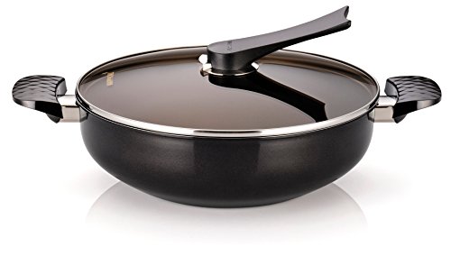 Happycall 5-lagiger Diamant-Antihaft-Party-Wok, 33 cm, Bratpfanne, Jumbo-Größe, Doppelgriff-Wok, Frittieren, mit Glasdeckel von Happycall