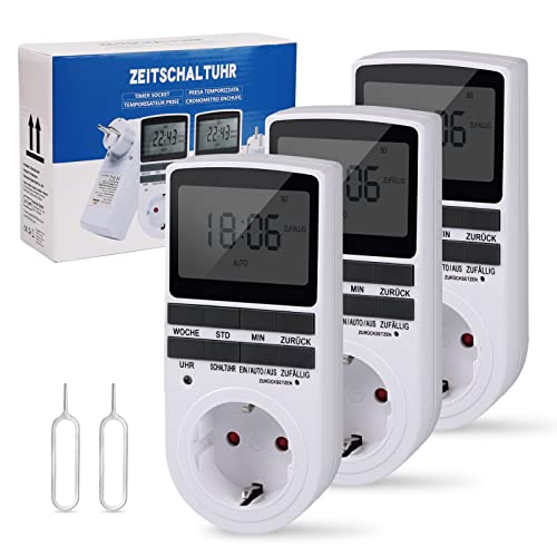 Nach Maß Deutsche Ausführung Zeitschaltuhr Steckdose - 3 PCS| Elektrische Zeitschaltuhr Digital mit Deutsche System und Tasten | 10 konfigurierbare Programme | 12/24h Modus, Weiß Nach Maß Deutsche Ausführung Zeitschaltuhr Steckdose - 3 PCS| Elektrische Zeitschaltuhr Digital mit Deutsche System und Tasten | 10 konfigurierbare Programme | 12/24h Modus, Weiß von HappyGoo