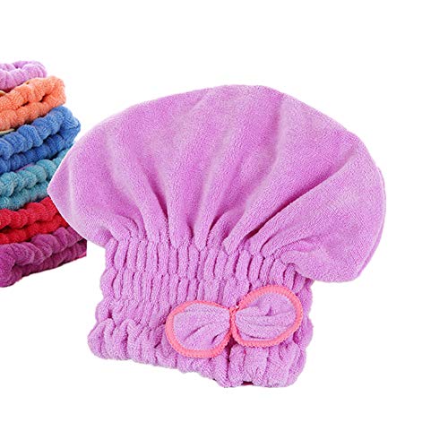 Happyit Ultrafeine Faser Fliege Weichen Haartrockenkappe Hut Kopf Handtuch Super Magie Absorbieren für Frauen Mädchen Dame Bad Dusche (Helles Lila) von Happyit