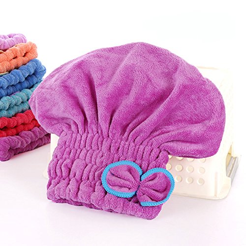 Happyit Ultrafeine Faser Fliege Weichen Haartrockenkappe Hut Kopf Handtuch Super Magie Absorbieren für Frauen Mädchen Dame Bad Dusche (Lila) von Happyit