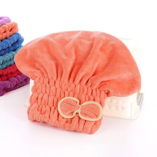 Happyit Ultrafeine Faser Fliege Weichen Haartrockenkappe Hut Kopf Handtuch Super Magie Absorbieren für Frauen Mädchen Dame Bad Dusche (Orange) von Happyit