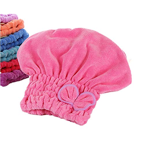 Happyit Ultrafeine Faser Fliege Weichen Haartrockenkappe Hut Kopf Handtuch Super Magie Absorbieren für Frauen Mädchen Dame Bad Dusche (Rosa) von Happyit