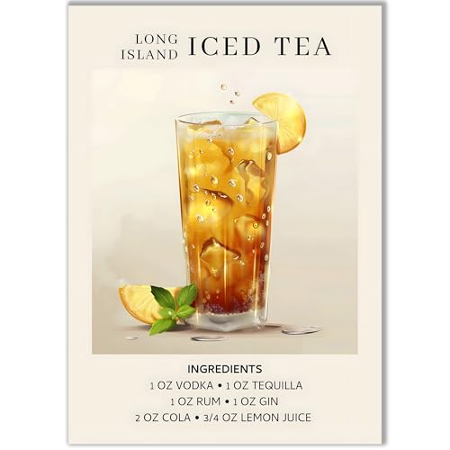 Happymotive – Premium Cocktail Poster wahlweise in DIN A3 oder DIN A4 – Premium Druck auf 300g Papier – Wanddekoration für Bar, Küche und Homebar, Office ohne Rahmen Long Island Ice Tea A4 von Happymotive