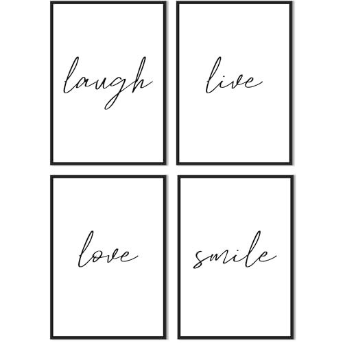 Happymotive 4er Set Poster A4 und A3 | Wandbilder & Coffee Poster für die Küche | 300g Papier ohne Rahmen | Wanddeko Kunstdrucke XY in (Love Smile, 4x DIN A4, Ungerahmt) von Happymotive