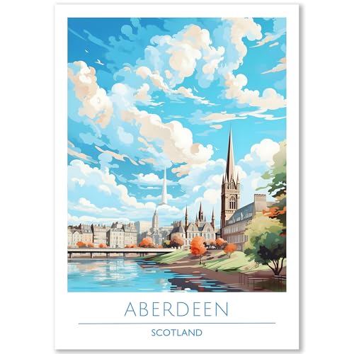 Happymotive – Aberdeen Poster Deko Schlafzimmer | Wanddeko & Wandbilder Wohnzimmer | Aesthetic Room Decor | Bilder & Kunstdrucke in A2 40x60, A3 30x40, A4 20x30 300g Papier ohne Rahmen von Happymotive