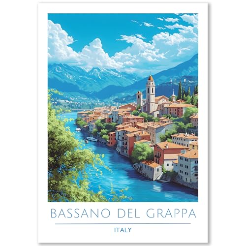 Happymotive – Bassano del Grappa Poster Deko Schlafzimmer | Wanddeko & Wandbilder Wohnzimmer | Aesthetic Room Decor | Bilder & Kunstdrucke in A2 40x60, A3 30x40, A4 20x30 300g Papier ohne Rahmen von Happymotive