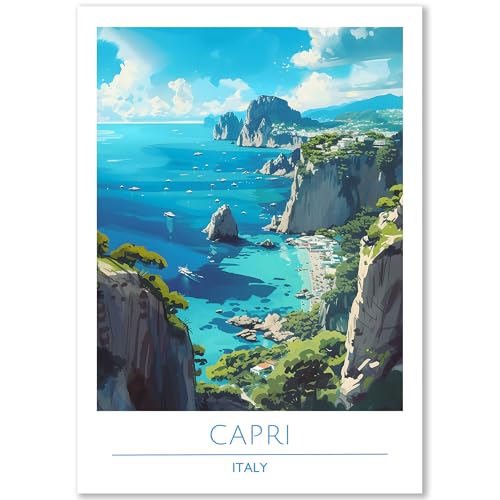 Happymotive – Capri Poster Deko Schlafzimmer | Wanddeko & Wandbilder Wohnzimmer | Aesthetic Room Decor | Bilder & Kunstdrucke in A2 40x60, A3 30x40, A4 20x30 300g Papier ohne Rahmen von Happymotive