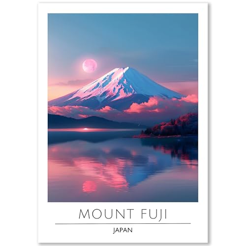 Happymotive Fuji Japan Poster Deko Schlafzimmer | Wanddeko & Wandbilder Wohnzimmer | Aesthetic Room Decor | Bilder als Kunstdrucke in A2 40x60, A3 30x40, A4 20x30 300g Papier ohne Rahmen von Happymotive