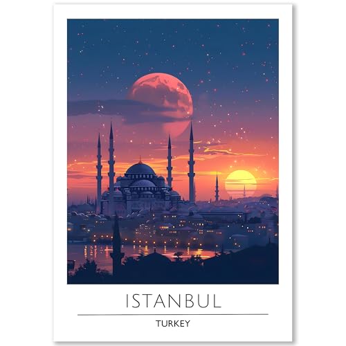 Happymotive Istanbul Poster Deko Schlafzimmer | Wanddeko & Wandbilder Wohnzimmer | Aesthetic Room Decor | Bilder als Kunstdrucke in A2 40x60, A3 30x40, A4 20x30 300g Papier ohne Rahmen von Happymotive