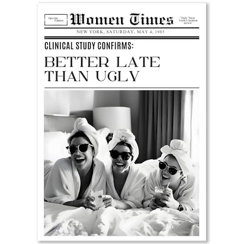 Happymotive – Poster im Zeitungsstil Vintage A2 | Wandbilder im Retro-Design | Typografie | Wanddeko für Wohnzimmer, Büro & Schlafzimmer | Premium Druck auf 300g Papier (Better late than ugly) von Happymotive