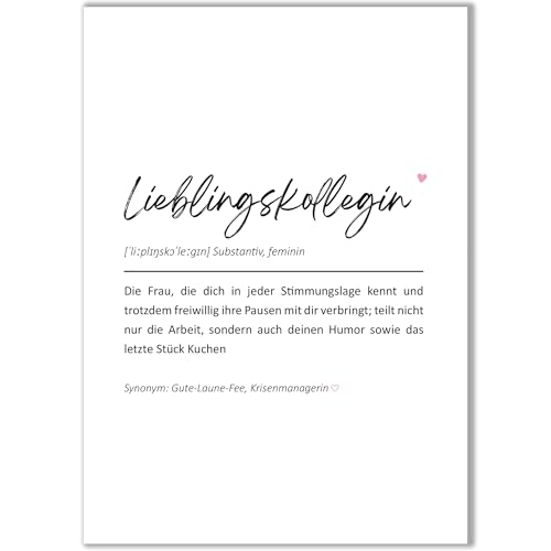 Happymotive – Premium Definition Lieblingsmensch Poster Geschenk Herzensmensch Poster Freundschaft Poster Definition Bild Geschenkidee Ehemann Ehefrau | DIN A4 ohne Rahmen (Lieblingskollegin) von Happymotive
