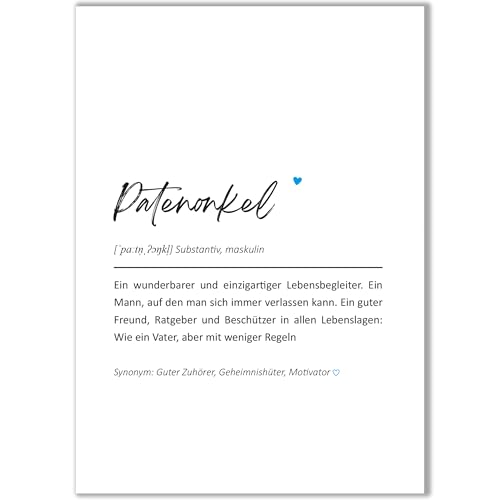 Happymotive – Premium Definition Lieblingsmensch Poster Geschenk Herzensmensch Poster Freundschaft Poster Definition Bild Geschenkidee Ehemann Ehefrau | DIN A4 ohne Rahmen (Patenonkel) von Happymotive