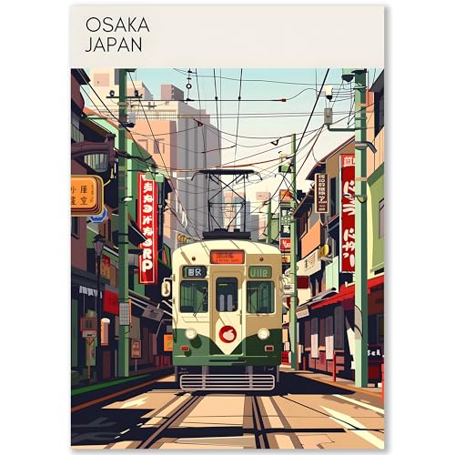 Happymotive Städteposter | Osaka Japan Retro Poster Vintage | Schlafzimmer Deko Bild im Hochformat | Bilder Wohnzimmer | Kunstdrucke in A2 40x60, A3 30x40, A4 20x30 300g Papier ohne Rahmen Happymotive Städteposter | Osaka Japan Retro Poster Vintage | Schlafzimmer Deko Bild im Hochformat | Bilder Wohnzimmer | Kunstdrucke in A2 40x60, A3 30x40, A4 20x30 300g Papier ohne Rahmen von Happymotive