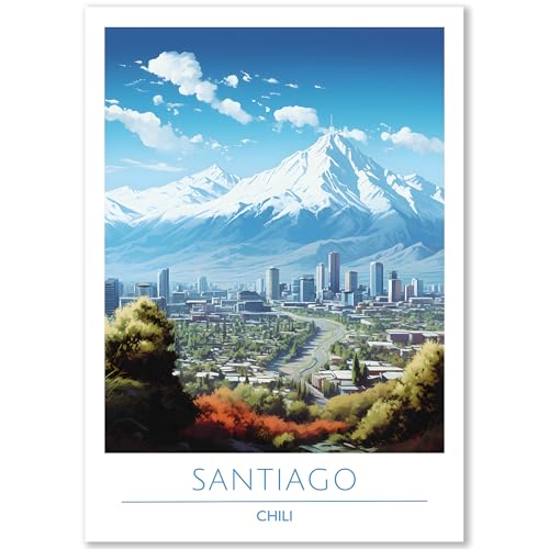 Happymotive – Santiago Poster Deko Schlafzimmer | Wanddeko & Wandbilder Wohnzimmer | Aesthetic Room Decor | Bilder & Kunstdrucke in A2 40x60, A3 30x40, A4 20x30 300g Papier ohne Rahmen von Happymotive