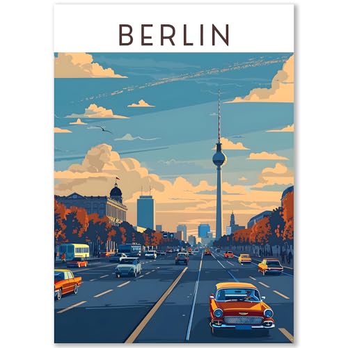 Happymotive Städteposter | Berlin Retro Poster Vintage | Schlafzimmer Deko Bild im Hochformat | Bilder Wohnzimmer | Kunstdrucke in A2 40x60, A3 30x40, A4 20x30 300g Papier ohne Rahmen Happymotive Städteposter | Berlin Retro Poster Vintage | Schlafzimmer Deko Bild im Hochformat | Bilder Wohnzimmer | Kunstdrucke in A2 40x60, A3 30x40, A4 20x30 300g Papier ohne Rahmen von Happymotive