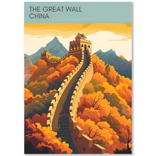 Happymotive Städteposter | China Retro Poster Vintage | Schlafzimmer Deko Bild im Hochformat | Bilder Wohnzimmer | Kunstdrucke in A2 40x60, A3 30x40, A4 20x30 300g Papier ohne Rahmen Happymotive Städteposter | China Retro Poster Vintage | Schlafzimmer Deko Bild im Hochformat | Bilder Wohnzimmer | Kunstdrucke in A2 40x60, A3 30x40, A4 20x30 300g Papier ohne Rahmen von Happymotive