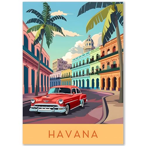Happymotive Städteposter | Havana Retro Poster Vintage | Schlafzimmer Deko Bild im Hochformat | Bilder Wohnzimmer | Kunstdrucke in A2 40x60, A3 30x40, A4 20x30 300g Papier ohne Rahmen Happymotive Städteposter | Havana Retro Poster Vintage | Schlafzimmer Deko Bild im Hochformat | Bilder Wohnzimmer | Kunstdrucke in A2 40x60, A3 30x40, A4 20x30 300g Papier ohne Rahmen von Happymotive