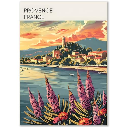 Happymotive Städteposter | Provence Retro Poster Vintage | Schlafzimmer Deko Bild im Hochformat | Bilder Wohnzimmer | Kunstdrucke in A2 40x60, A3 30x40, A4 20x30 300g Papier ohne Rahmen Happymotive Städteposter | Provence Retro Poster Vintage | Schlafzimmer Deko Bild im Hochformat | Bilder Wohnzimmer | Kunstdrucke in A2 40x60, A3 30x40, A4 20x30 300g Papier ohne Rahmen von Happymotive