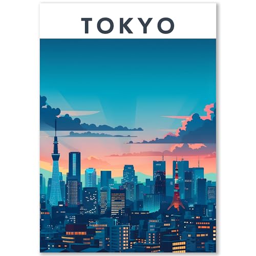 Happymotive Städteposter | Tokyo Retro Poster Vintage | Schlafzimmer Deko Bild im Hochformat | Bilder Wohnzimmer | Kunstdrucke in A2 40x60, A3 30x40, A4 20x30 300g Papier ohne Rahmen Happymotive Städteposter | Tokyo Retro Poster Vintage | Schlafzimmer Deko Bild im Hochformat | Bilder Wohnzimmer | Kunstdrucke in A2 40x60, A3 30x40, A4 20x30 300g Papier ohne Rahmen von Happymotive