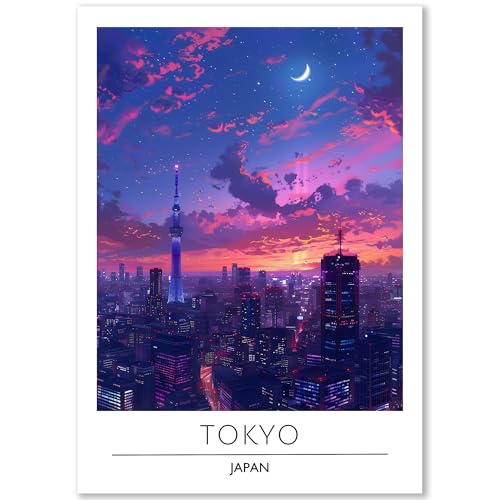 Happymotive Tokyo Poster Deko Schlafzimmer | Wanddeko & Wandbilder Wohnzimmer | Aesthetic Room Decor | Bilder als Kunstdrucke in A2 40x60, A3 30x40, A4 20x30 300g Papier ohne Rahmen von Happymotive