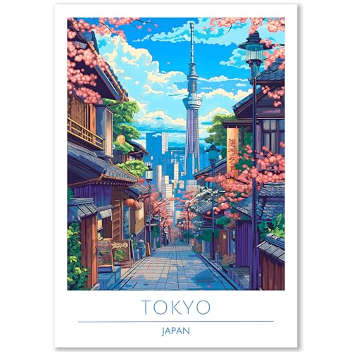 Happymotive – Tokyo Poster Deko Schlafzimmer | Wanddeko & Wandbilder Wohnzimmer | Aesthetic Room Decor | Bilder & Kunstdrucke in A2 40x60, A3 30x40, A4 20x30 300g Papier ohne Rahmen von Happymotive