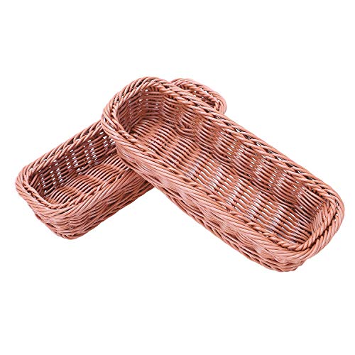 Happysnow 2 Stücke Rattan Kunststoff Korb Besteck Korb Rechteckigen Aufbewahrungs Box Besteck Stäbchen Brot Kuchen Obst Lagerung von Happysnow