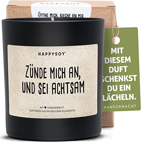 Achtsamkeit Duftkerze im Glas mit Spruch aus Soja 100% natürlich handgemacht - nachhaltig persönlich Geschenk Geschenkidee für beste Freundin Mama Freund zum Geburtstag Yoga Meditation Mantra von Happysoy