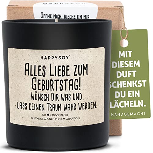 Alles Liebe zum Geburtstag Soja Duftkerze im Glas mit Spruch - natürlich handgemacht, nachhaltig persönlich Geschenk Geschenkidee beste Freundin Freund Mama Papa Birthday Geburtstagsgeschenk von Happysoy