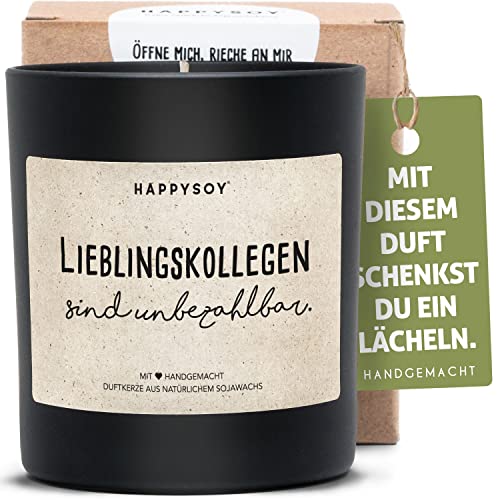 Beste Kollegin Duftkerze im Glas mit Spruch aus Soja - natürlich handgemacht nachhaltig - persönliches Geschenk liebevolle Geschenkidee Erinnerung an beste Kollegschaft Danke sagen von Happysoy