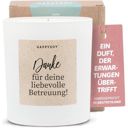 Dankeschön Geschenk Betreuung- Duftkerze mit Spruch - Danke Pfleger Pflegerin, Betreuerin Danke, Geschenkidee - Handgemachte Kerze - Sojawachs - Weiß von Happysoy