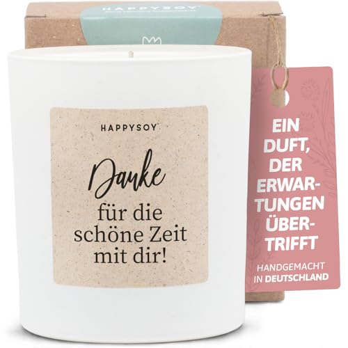 Dankeschön Geschenke - Duftkerze mit Spruch - Danke Erinnerung Geschenk, Geschenkideen - Handgemachte Kerze - Sojawachs - Weiß von Happysoy