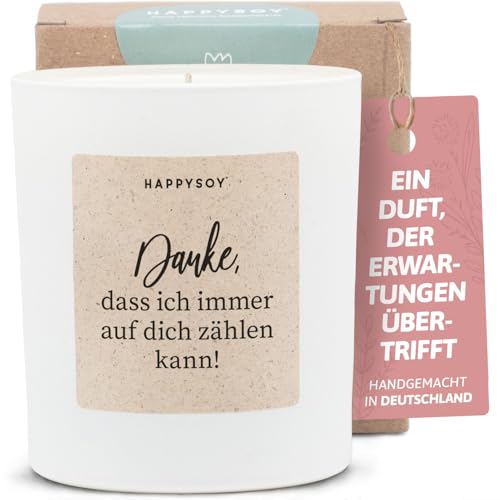 Dankeschön Geschenke - Duftkerze mit Spruch - Danke Geschenk, Geschenkideen - Handgemachte Kerze - Sojawachs - Weiß von Happysoy
