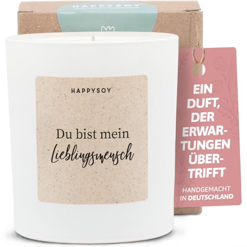 Dankeschön Geschenke - Duftkerze mit Spruch - Lieblingsmensch Danke Geschenk, Geschenkideen - Handgemachte Kerze - Sojawachs - Weiß von Happysoy