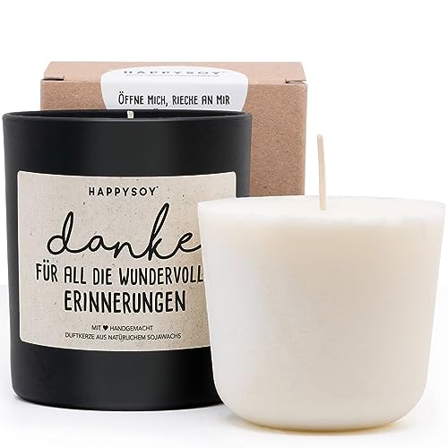 Duftkerze + Refill Wachs - Danke sagen für Erinnerung Duftkerze im Glas mit Spruch aus Soja natürlich handgemacht nachhaltig persönliches Geschenk besondere Geschenkidee beste Freundin Freund Mama von Happysoy