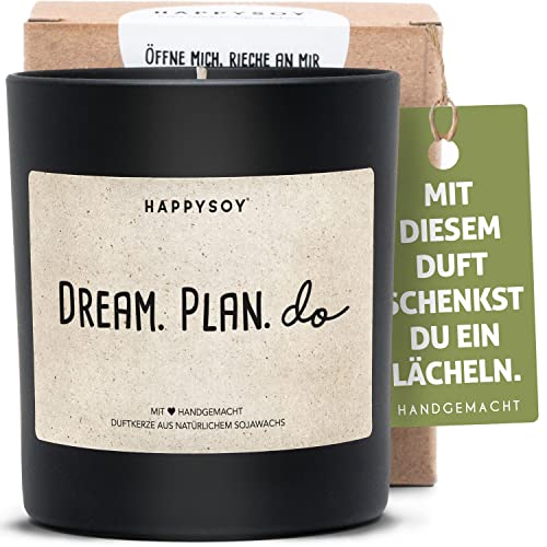 Erfolg Duftkerze im Glas mit Spruch aus Soja - 100% natürlich handgemacht vegan - nachhaltig persönliches Geschenk für beste Freundin Freund Mama Papa Oma Opa - Motivationsspruch erfolgreich von Happysoy