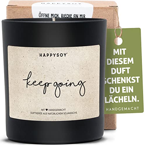 Erfolg Duftkerze im Glas mit Spruch aus Soja - 100% natürlich handgemacht vegan - nachhaltig persönliches Geschenk für beste Freundin Freund Mama Papa Oma Opa - Motivationsspruch erfolgreich von Happysoy