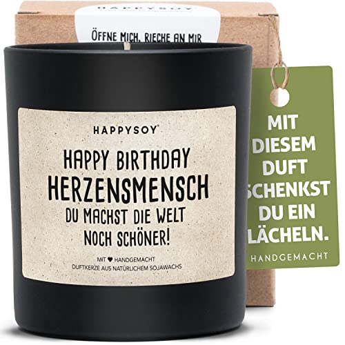 HAPPYSOY Happy Birthday Duftkerze im Glas mit Spruch - Geschenk für Herzensmensch - handgemacht und nachhaltig von Happysoy