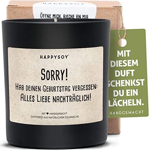 Geburtstag nachträglich Duftkerze im Glas mit Spruch aus Soja - natürlich handgemacht - nachhaltige persönliche Geschenkidee sorry Geschenk Geburtstagsgeschenk verspätete Glückwünsche Geburtstag nachträglich Duftkerze im Glas mit Spruch aus Soja - natürlich handgemacht - nachhaltige persönliche Geschenkidee sorry Geschenk Geburtstagsgeschenk verspätete Glückwünsche von Happysoy