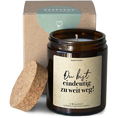 Geschenk Fernbeziehung - Duftkerze im Glas mit Spruch - natürlich, handgemacht - nachhaltige persönliche Geschenkidee aus der Ferne - für beste Freundin Freund - ich vermisse dich von Happysoy